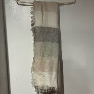 Cozy Fringed Scarf- Gray and Cream